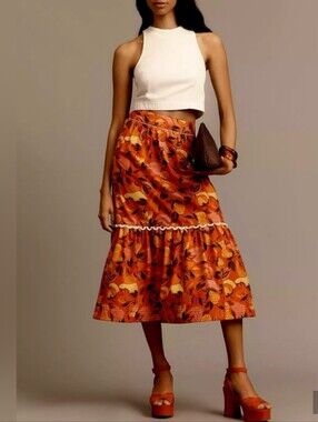 FARM Rio X Anthropologie Fruit Midi Skirt